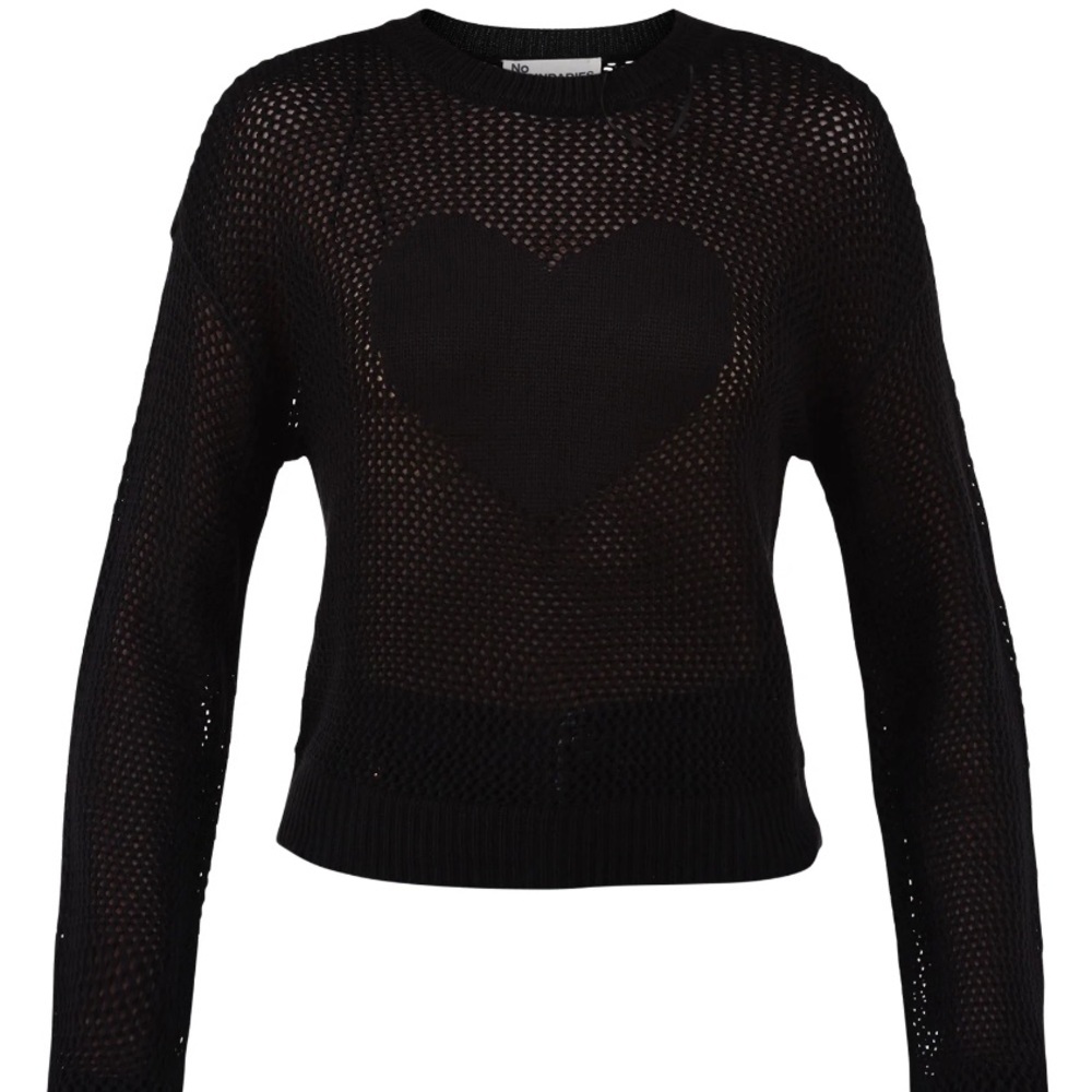 No Boundaries Women’s Black Lightweight Heart Mesh
Pullover